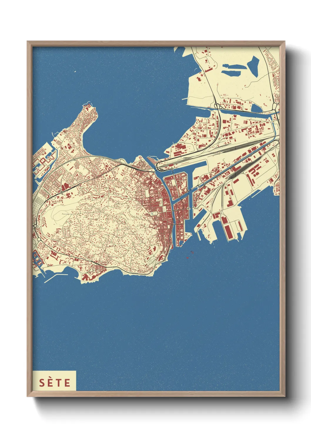 Une affiche de carte sur Sète