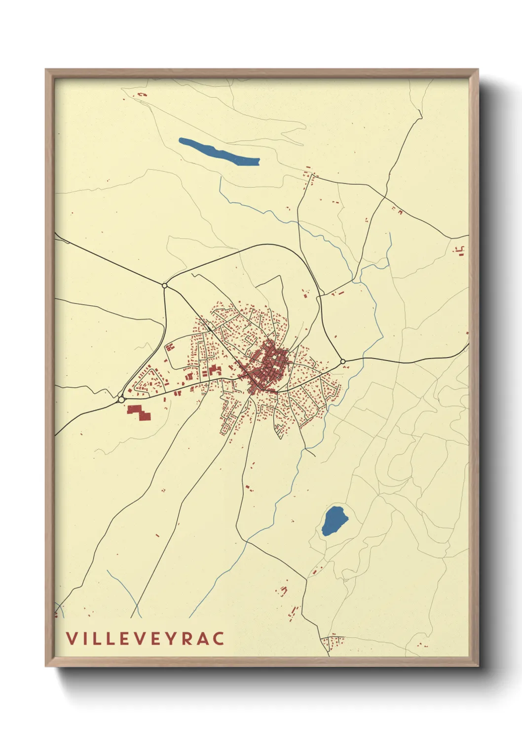 Une affiche de carte sur Villeveyrac