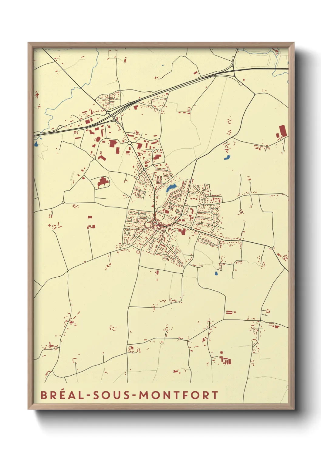 Une affiche de carte sur Bréal-sous-Montfort