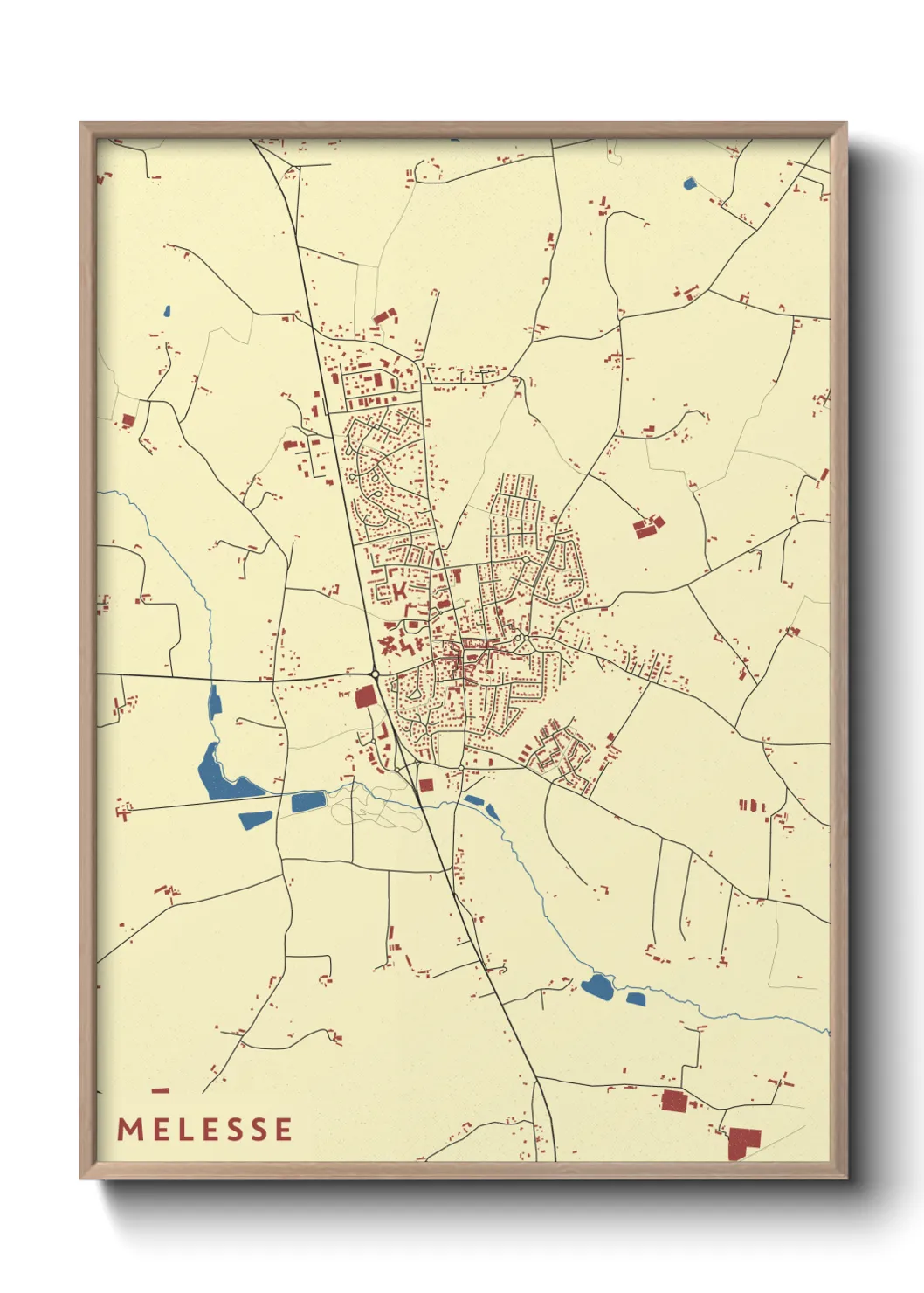 Une affiche de carte sur Melesse