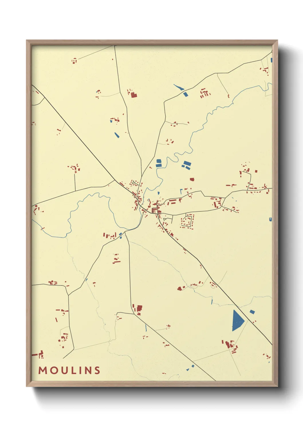 Une affiche de carte sur Moulins