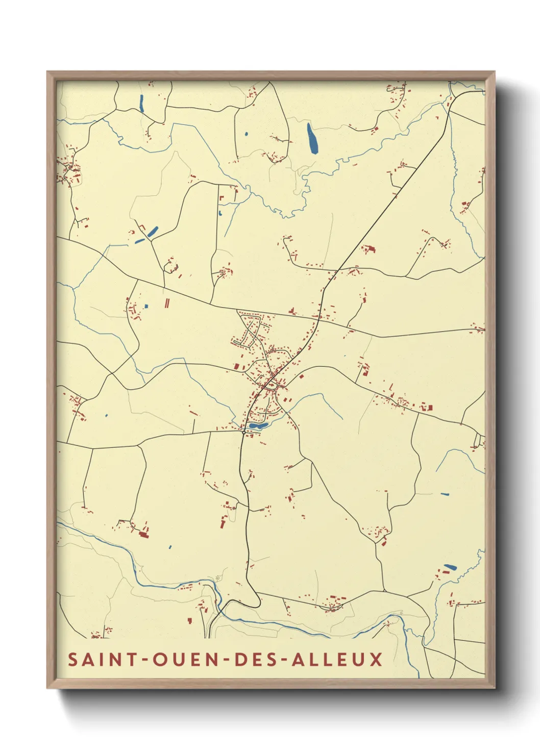Une affiche de carte sur Saint-Ouen-des-Alleux