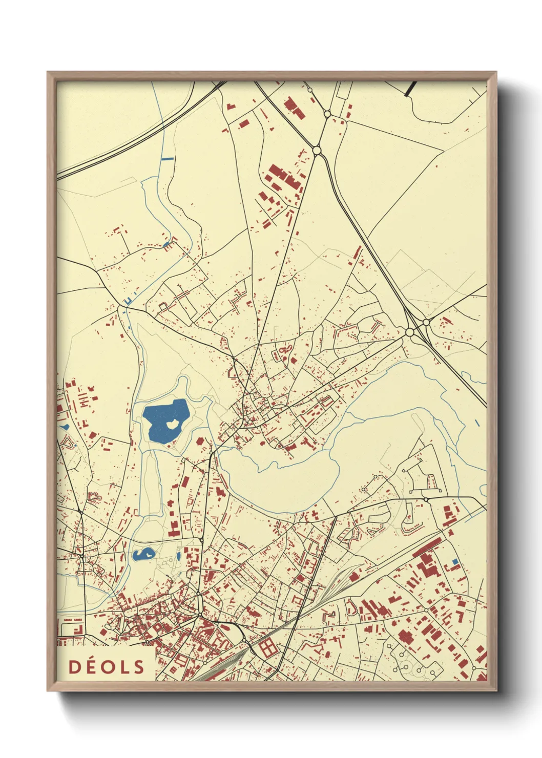 Une affiche de carte sur Déols