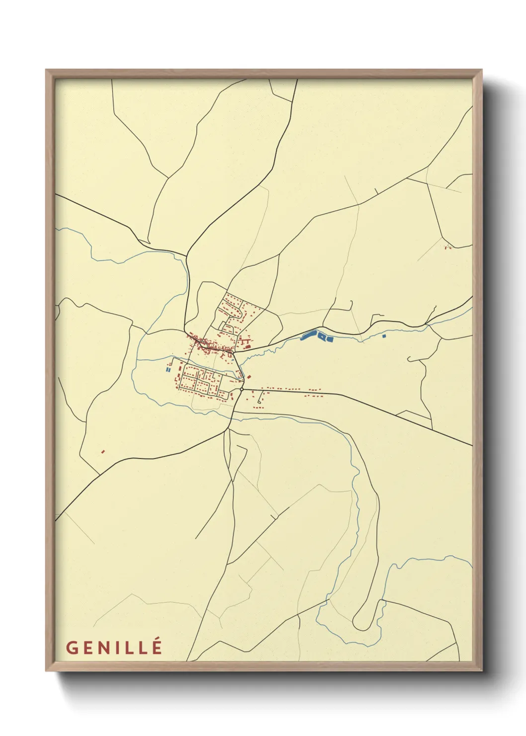 Une affiche de carte sur Genillé