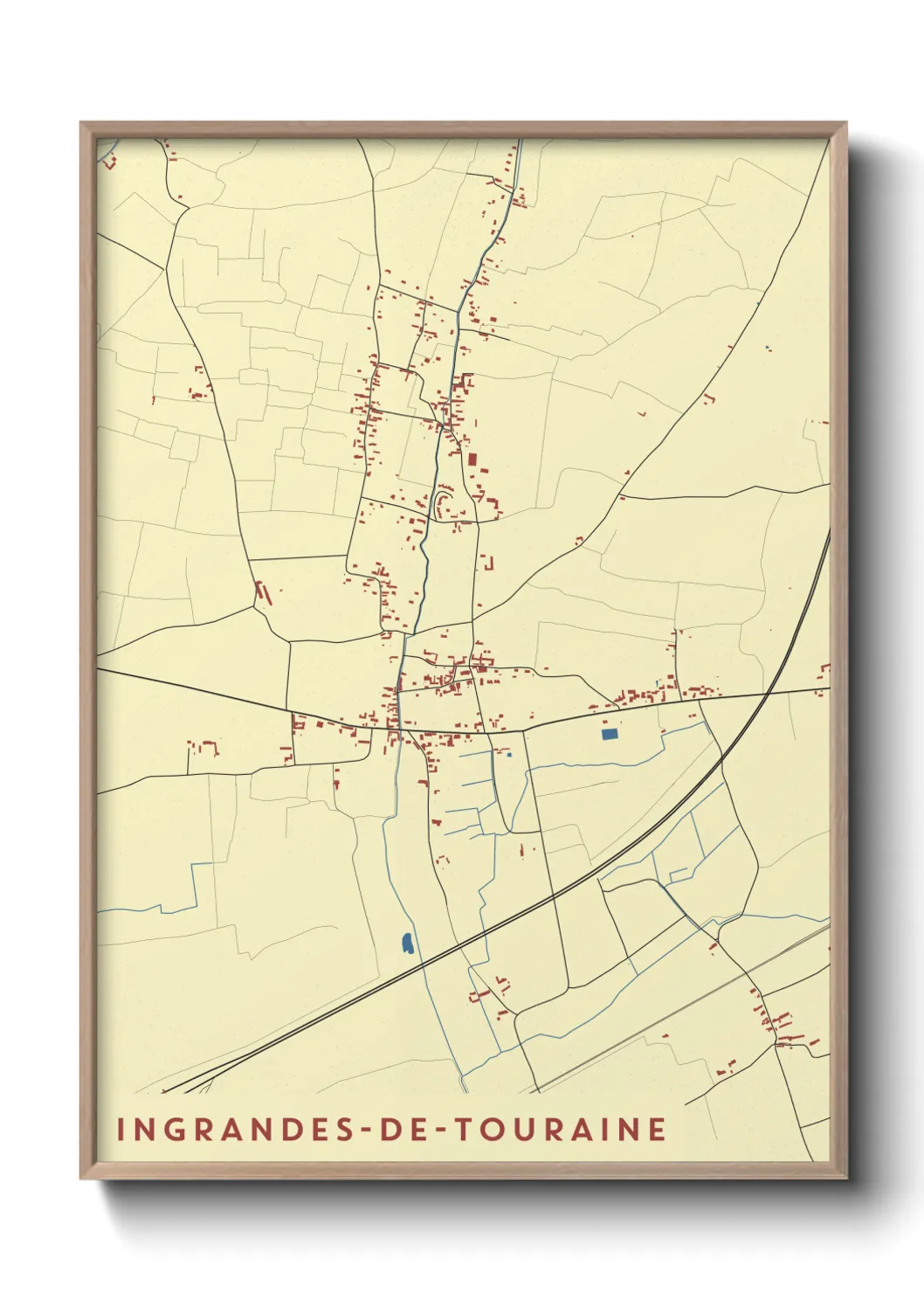 Un poster carteIngrandes-de-Touraine