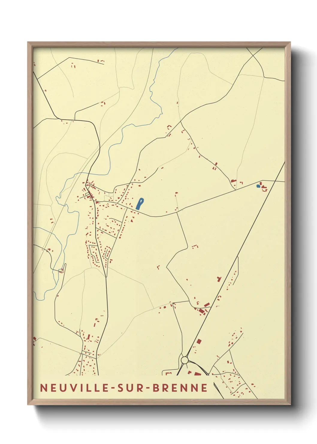 Une affiche de carte sur Neuville-sur-Brenne