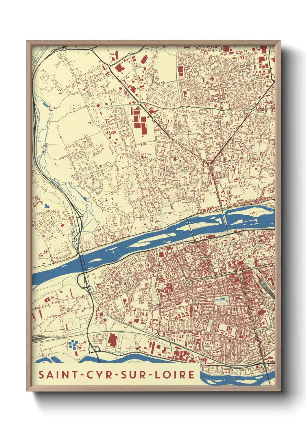 Une affiche de carte sur Saint-Cyr-sur-Loire