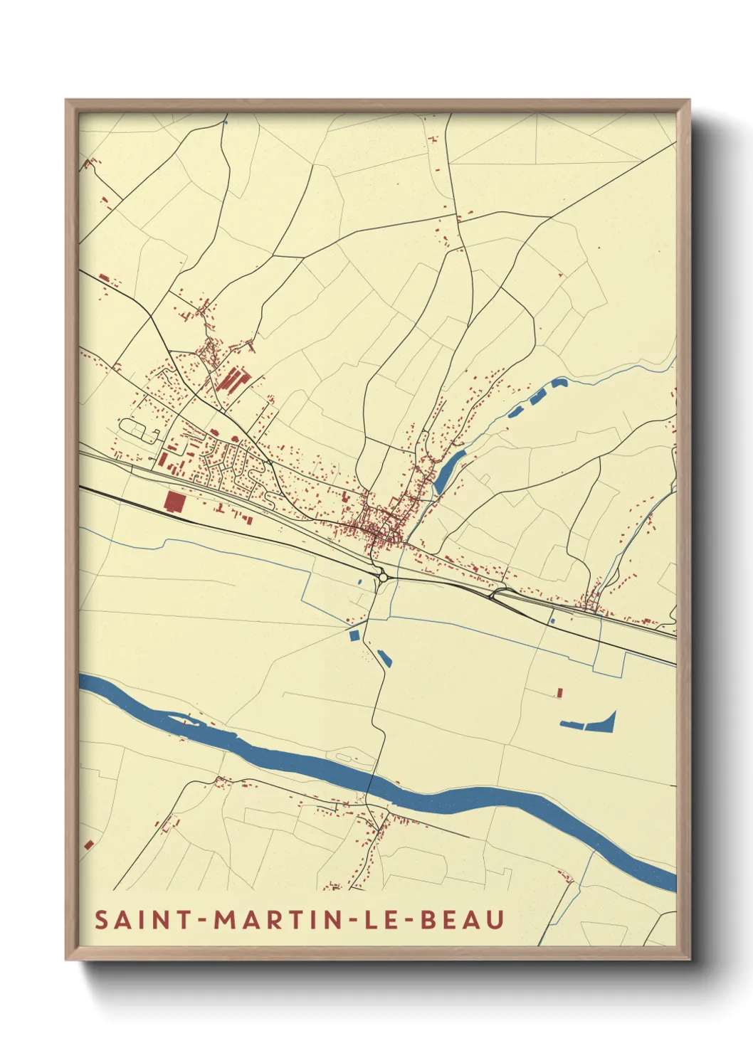 Une affiche de carte sur Saint-Martin-le-Beau