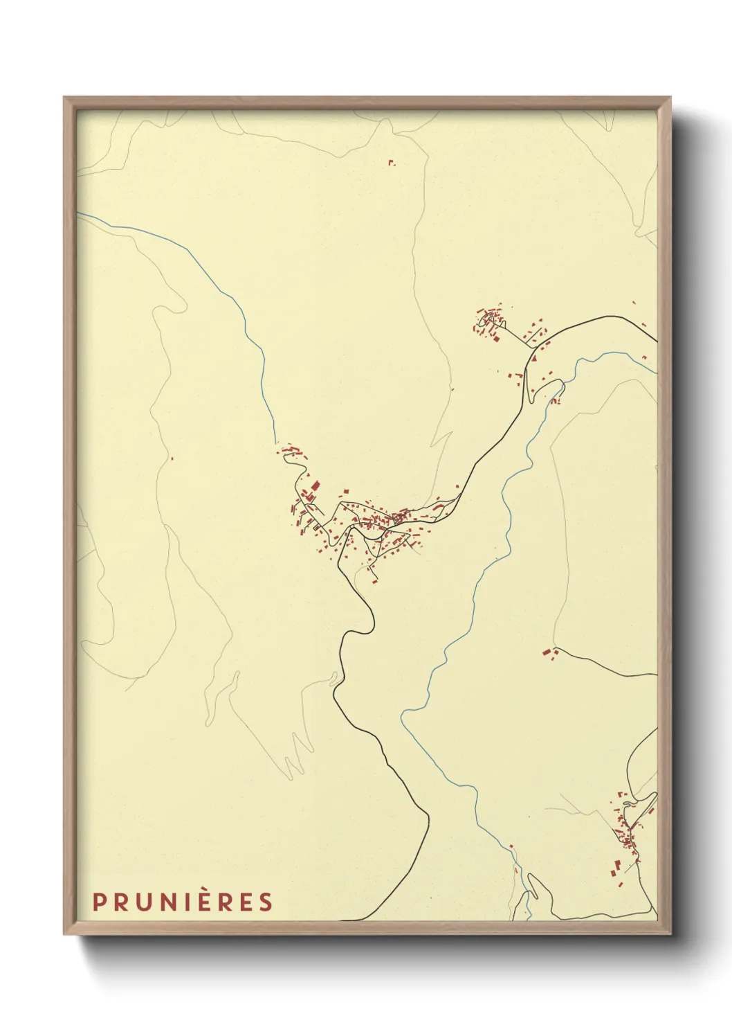 Une affiche de carte sur Prunières