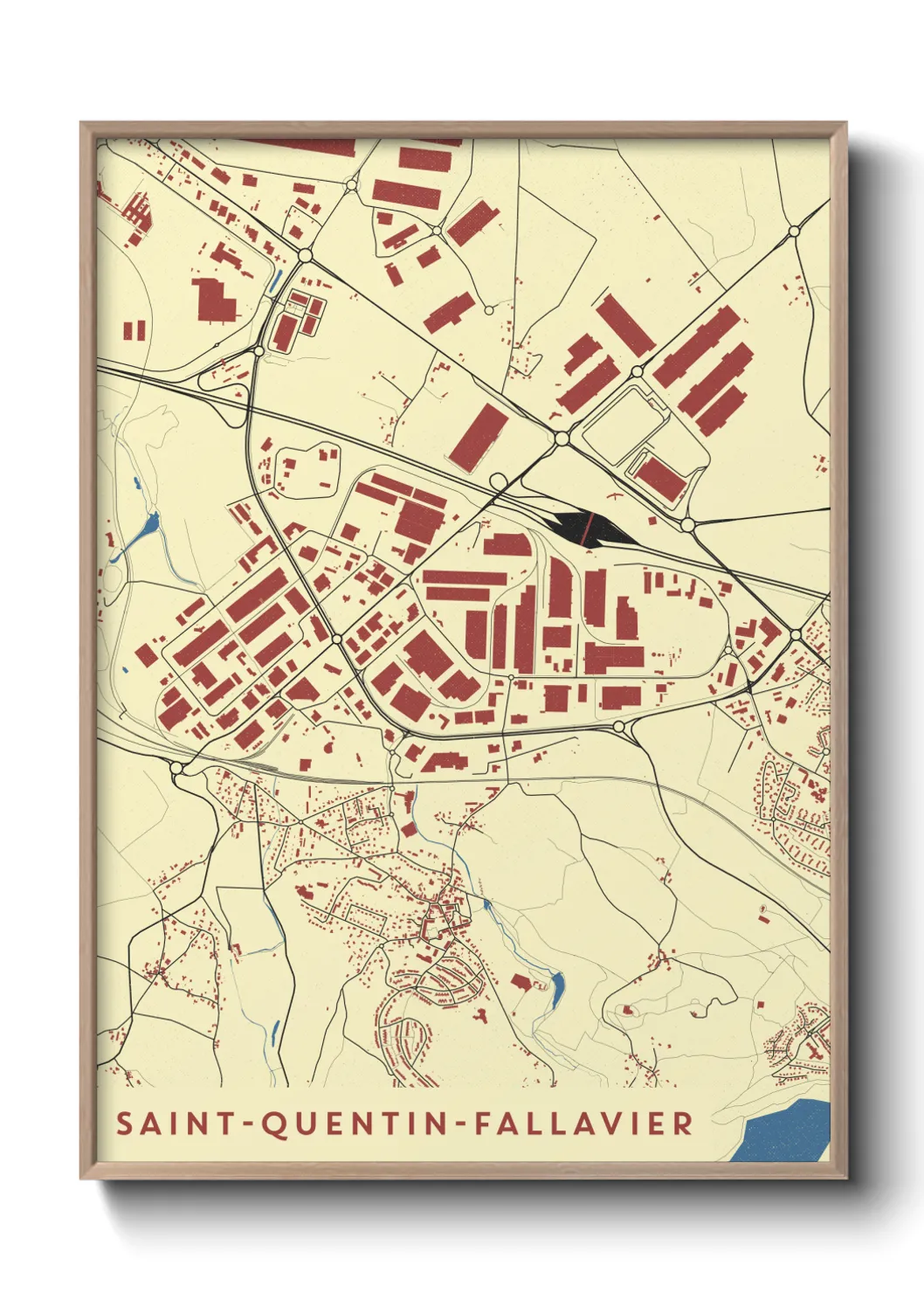 Une affiche de carte sur Saint-Quentin-Fallavier