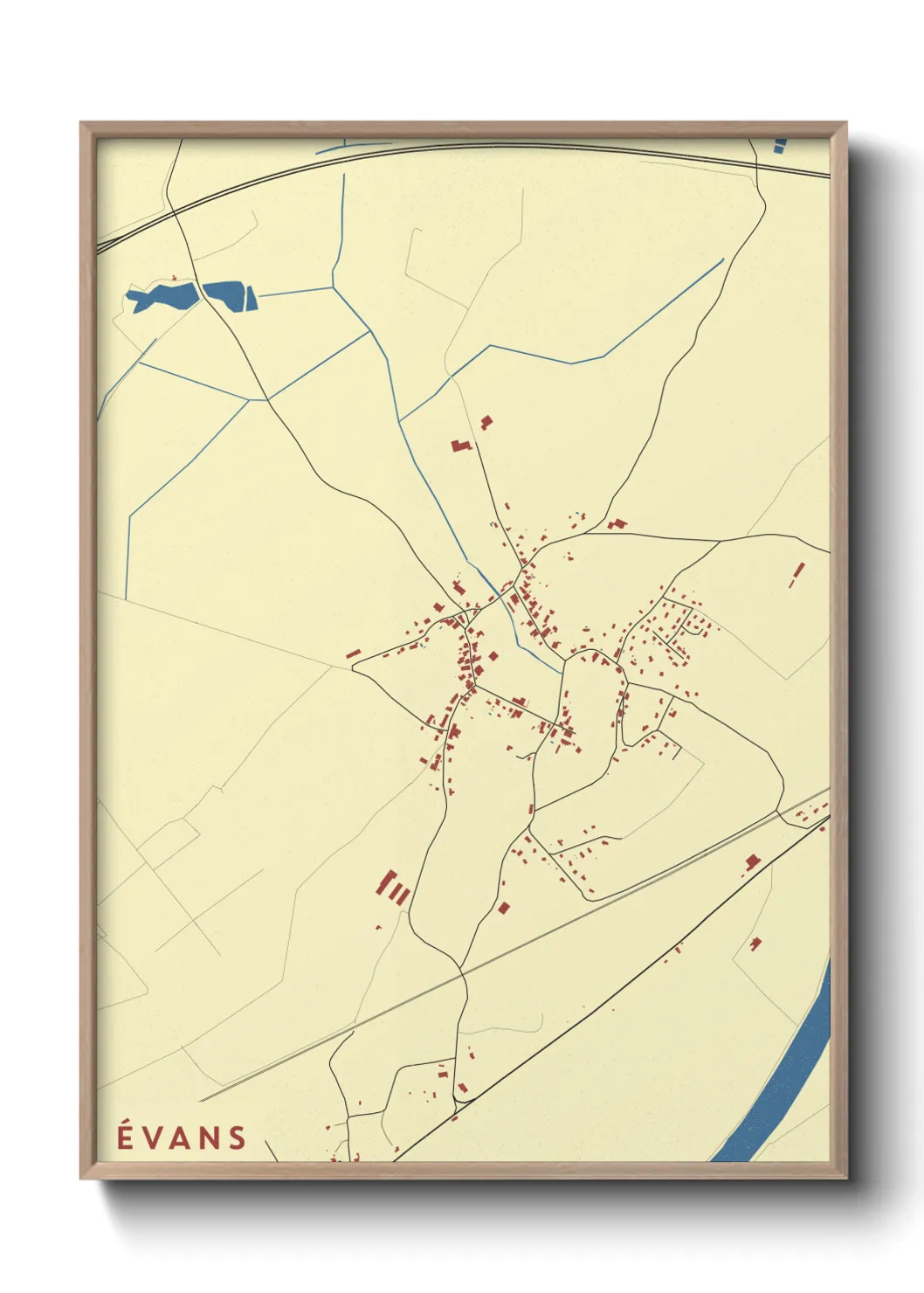 Une affiche de carte sur Évans