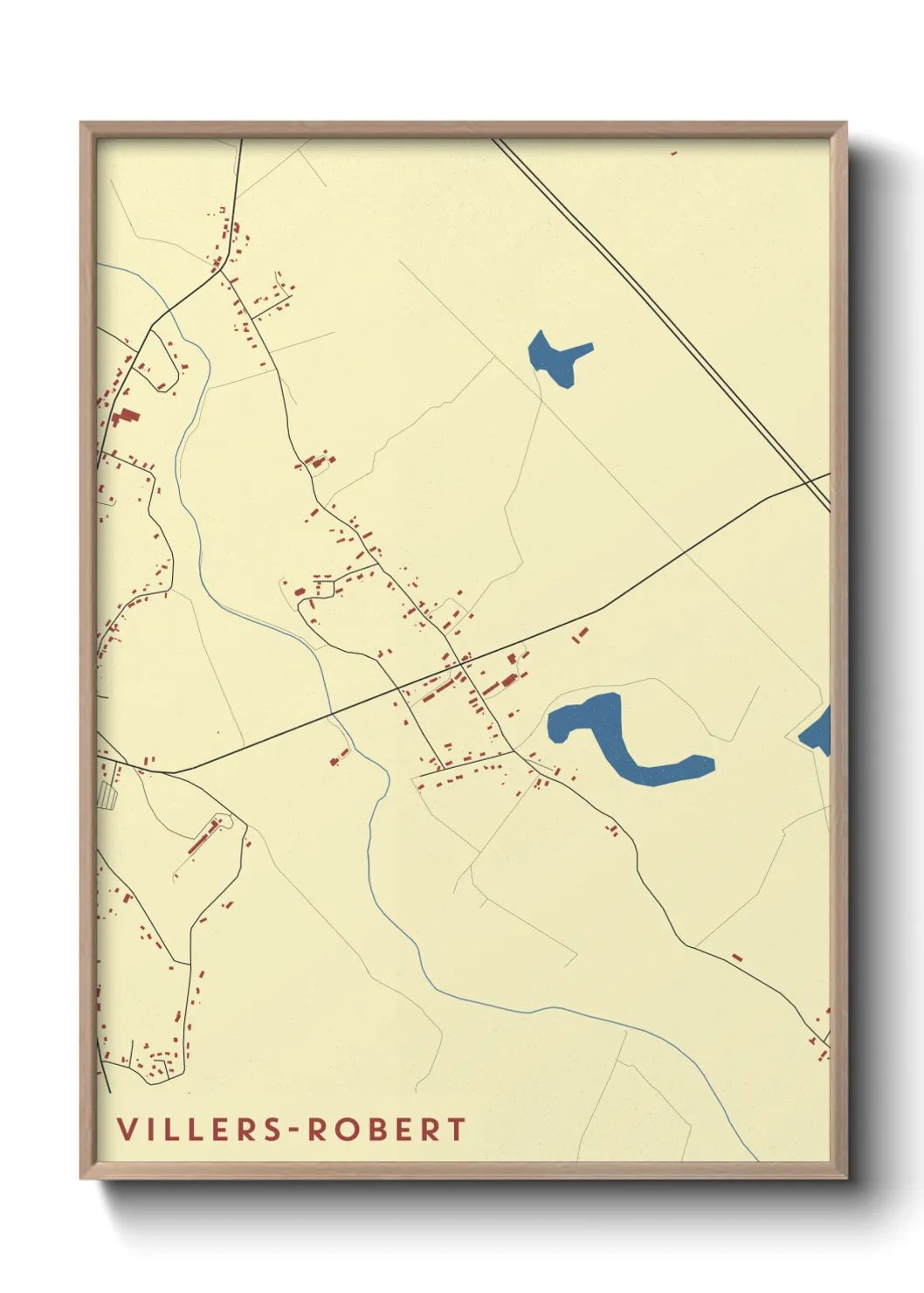 Une affiche de carte sur Villers-Robert