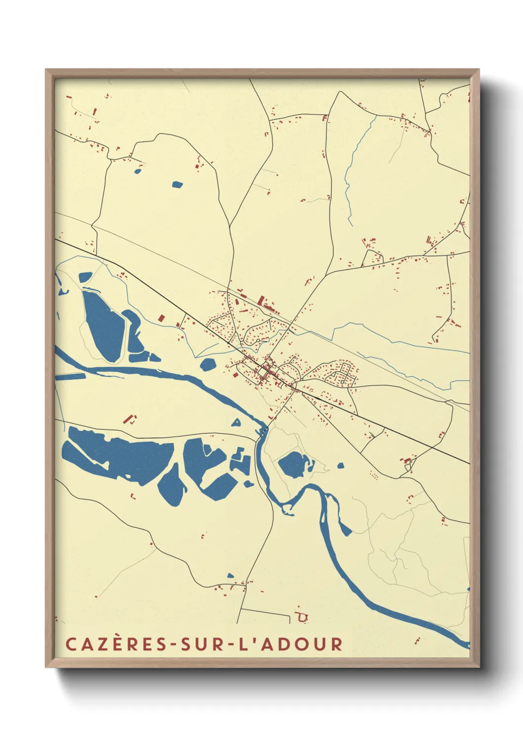 Une affiche de carte sur Cazères-sur-l'Adour