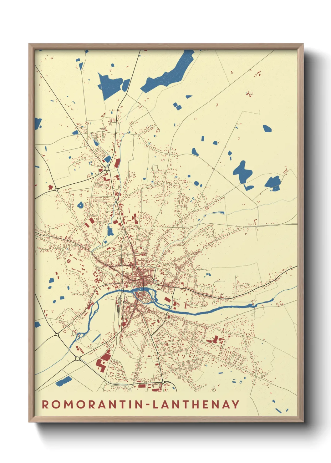 Une affiche de carte sur Romorantin-Lanthenay