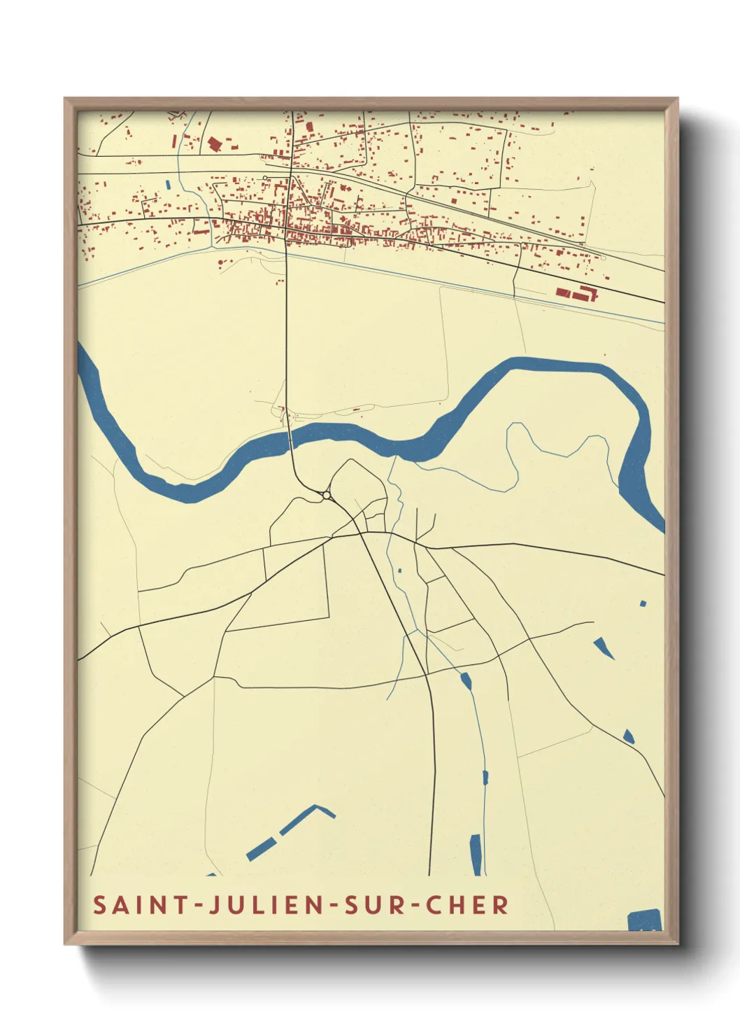Une affiche de carte sur Saint-Julien-sur-Cher