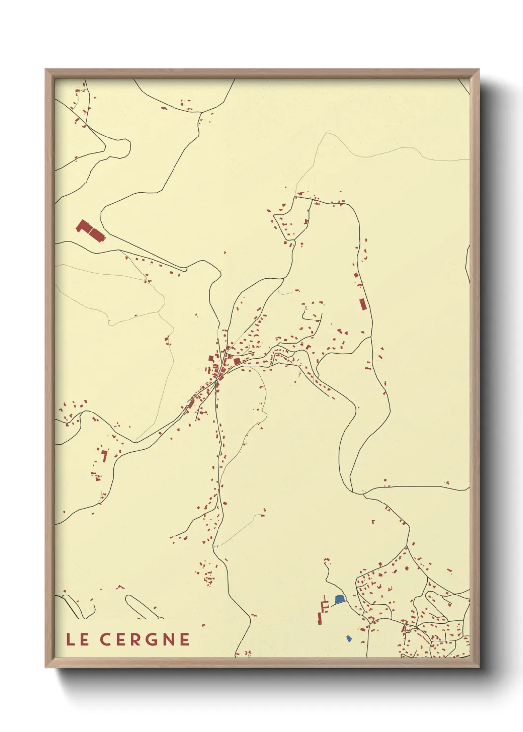 Une affiche de carte sur Le Cergne