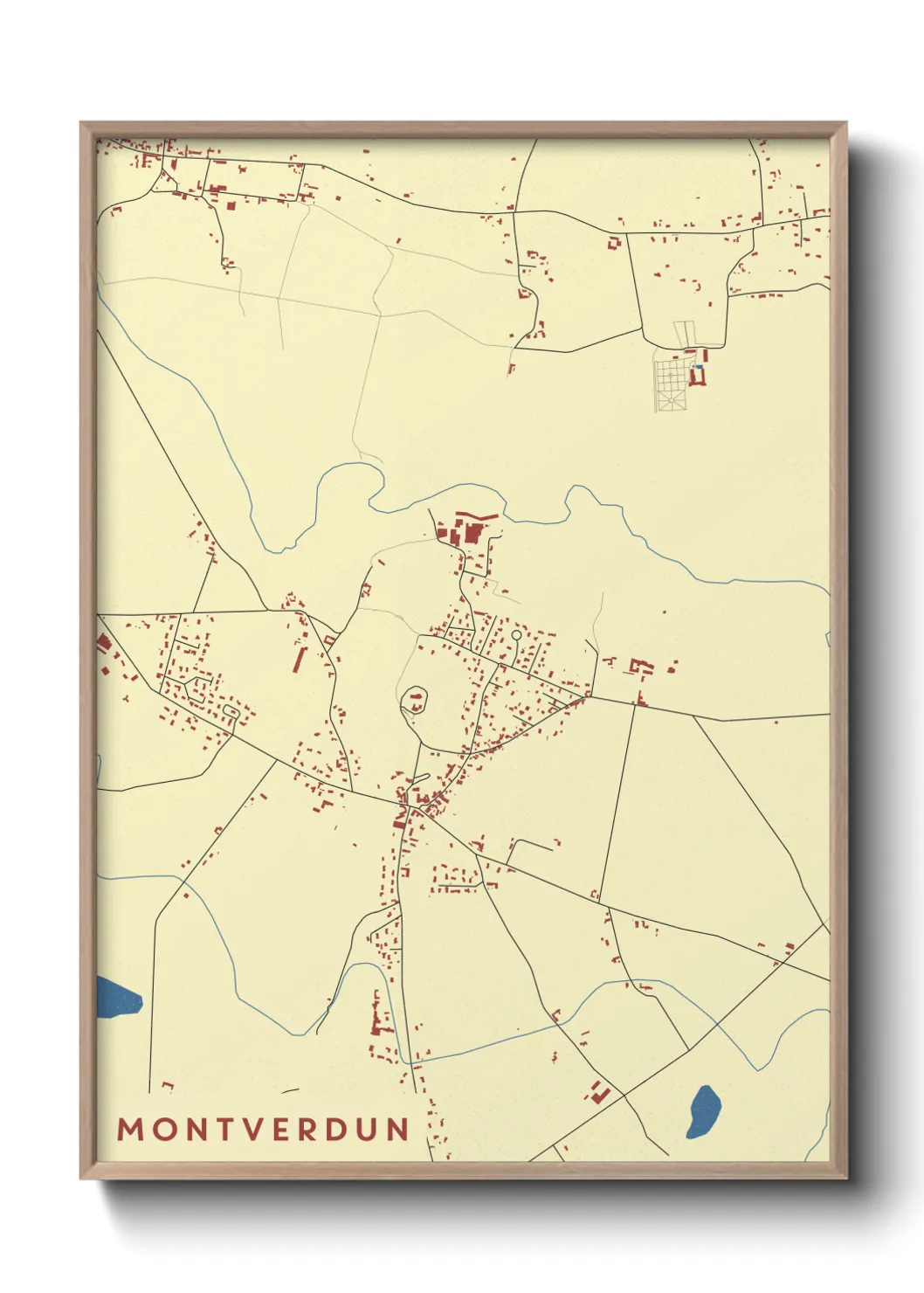 Une affiche de carte sur Montverdun