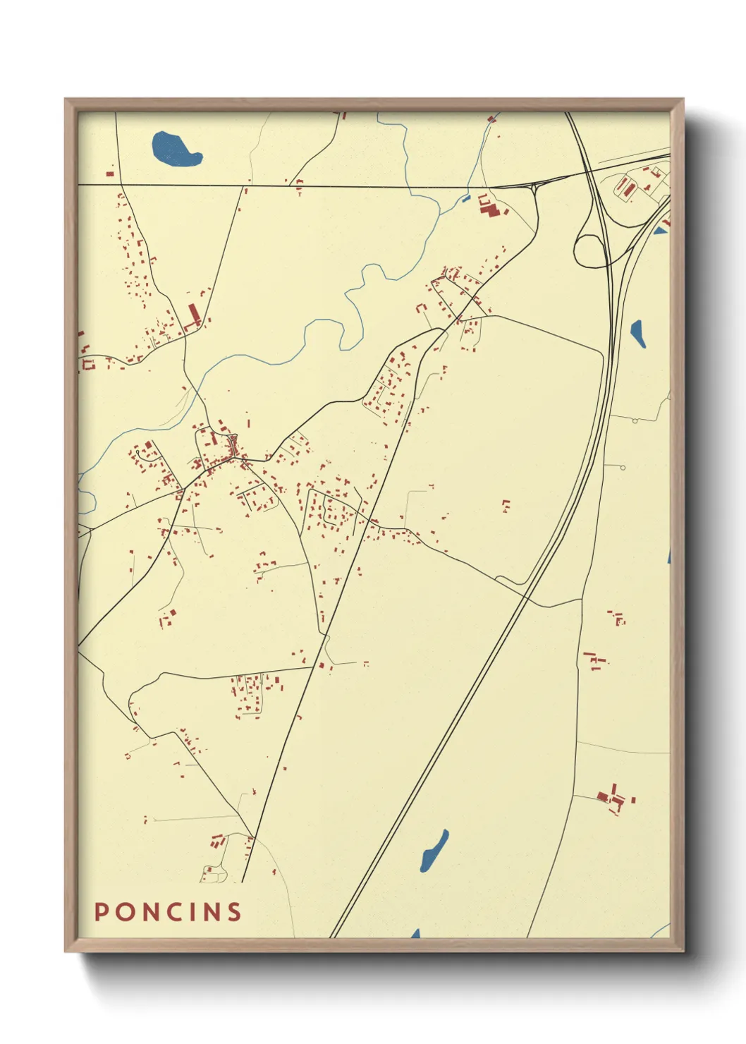 Une affiche de carte sur Poncins