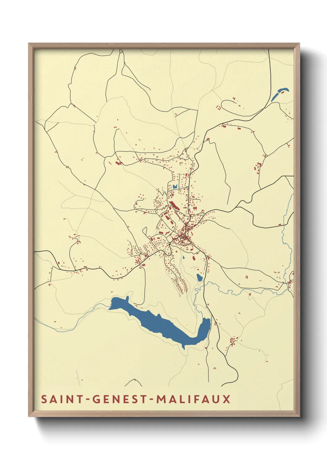 Une affiche de carte sur Saint-Genest-Malifaux