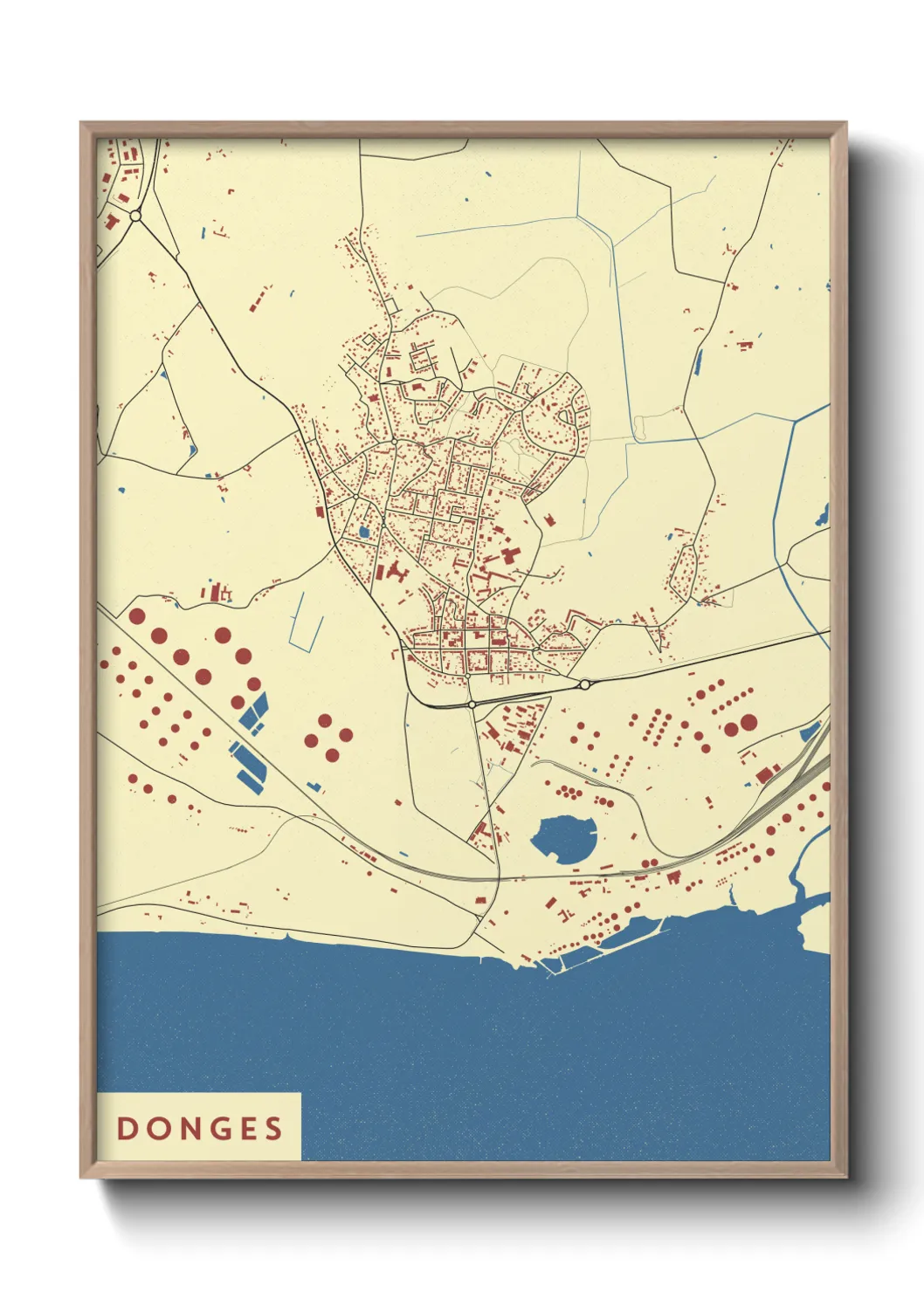 Une affiche de carte sur Donges