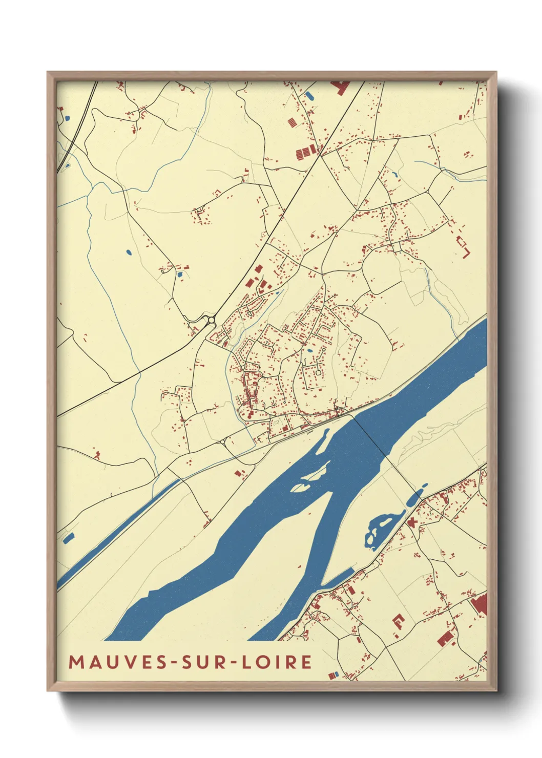 Une affiche de carte sur Mauves-sur-Loire