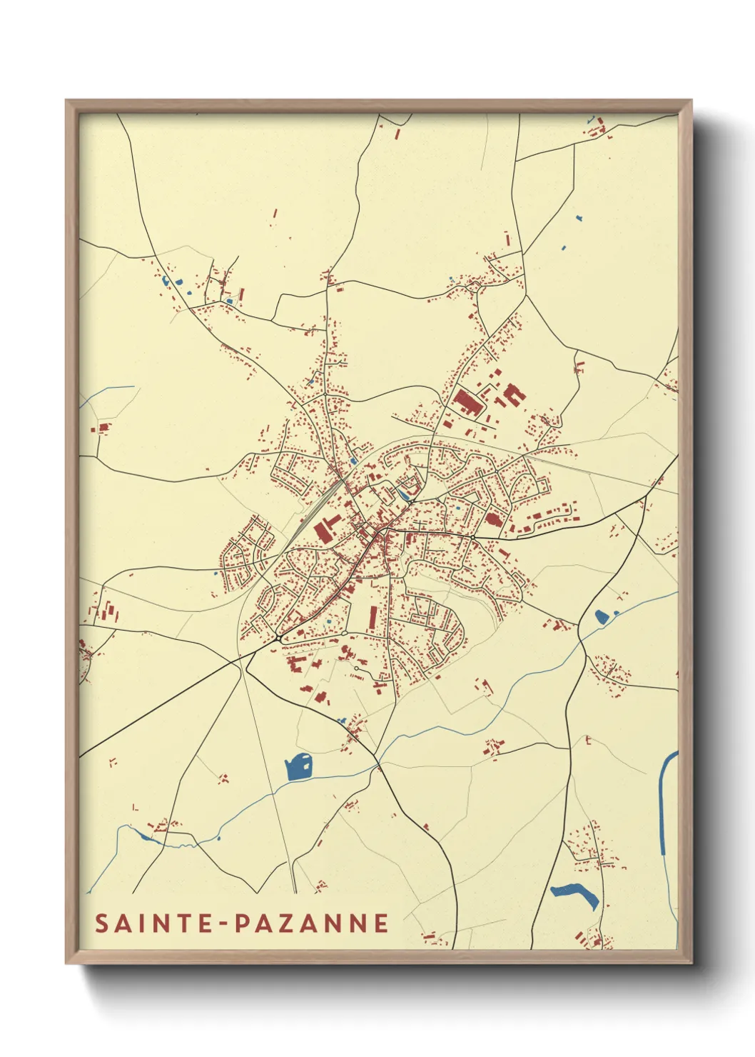 Une affiche de carte sur Sainte-Pazanne