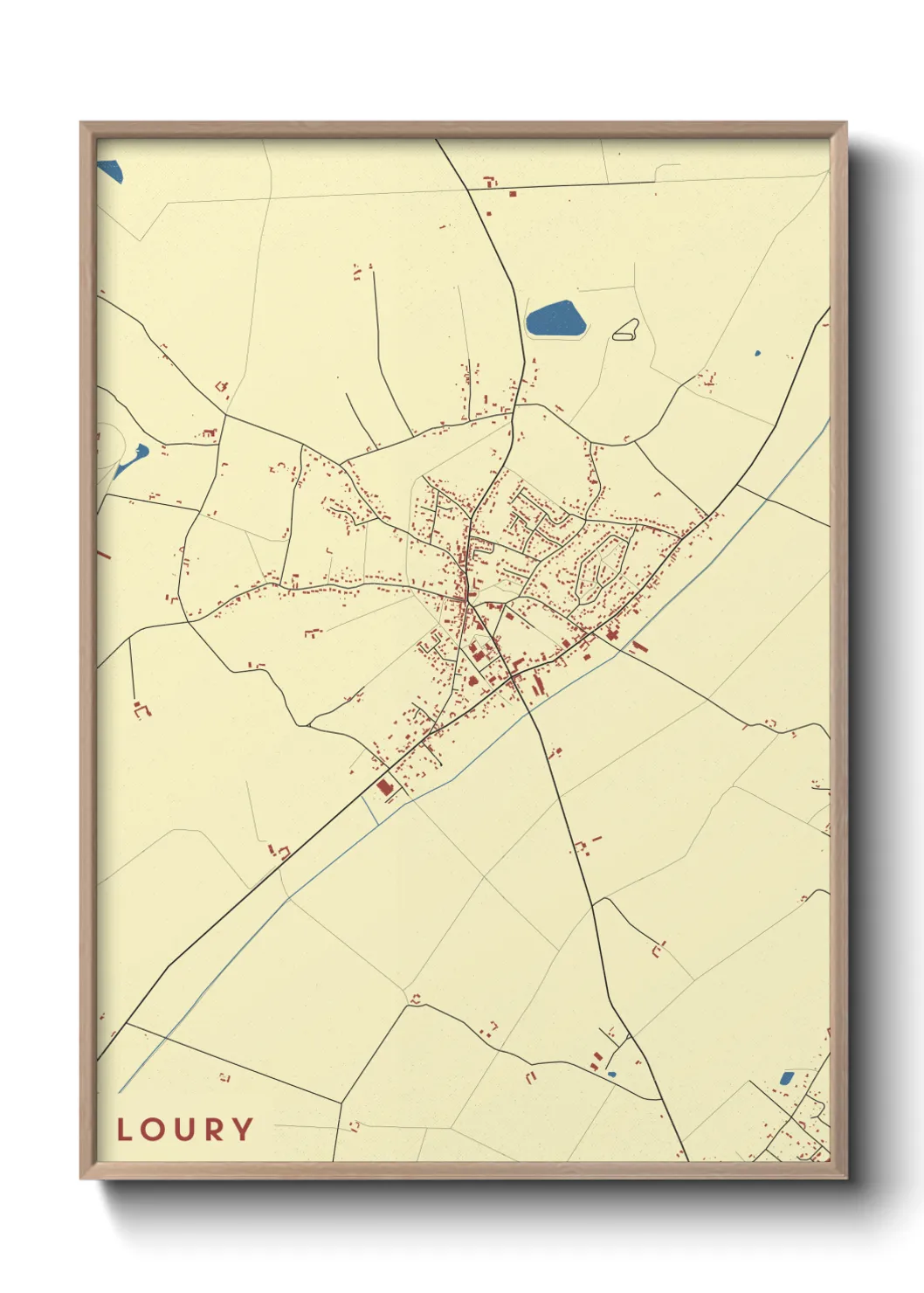 Une affiche de carte sur Loury