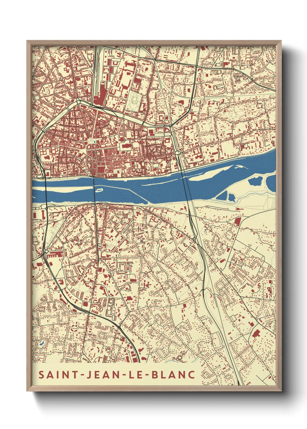 Une affiche de carte sur Saint-Jean-le-Blanc