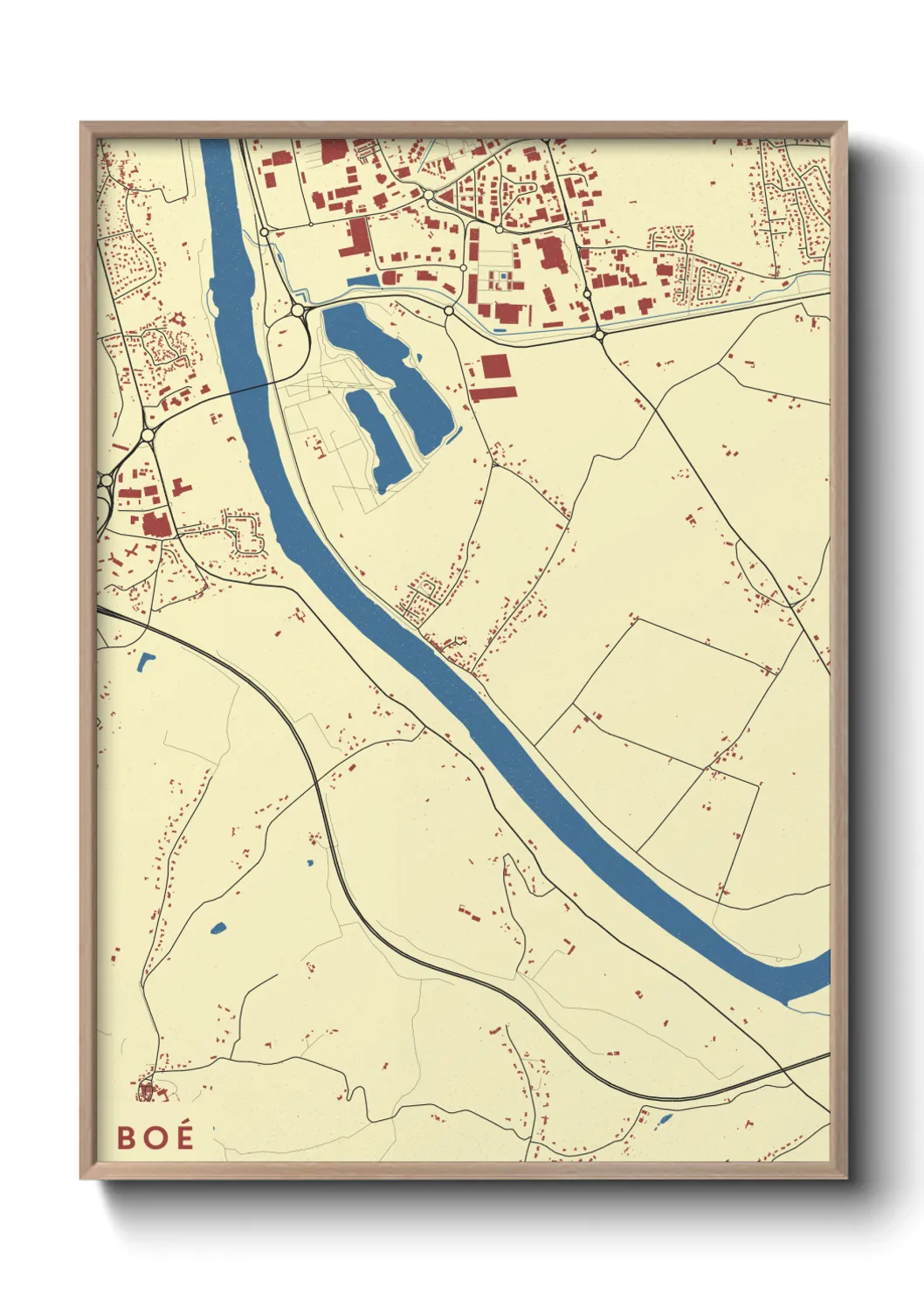 Une affiche de carte sur Boé