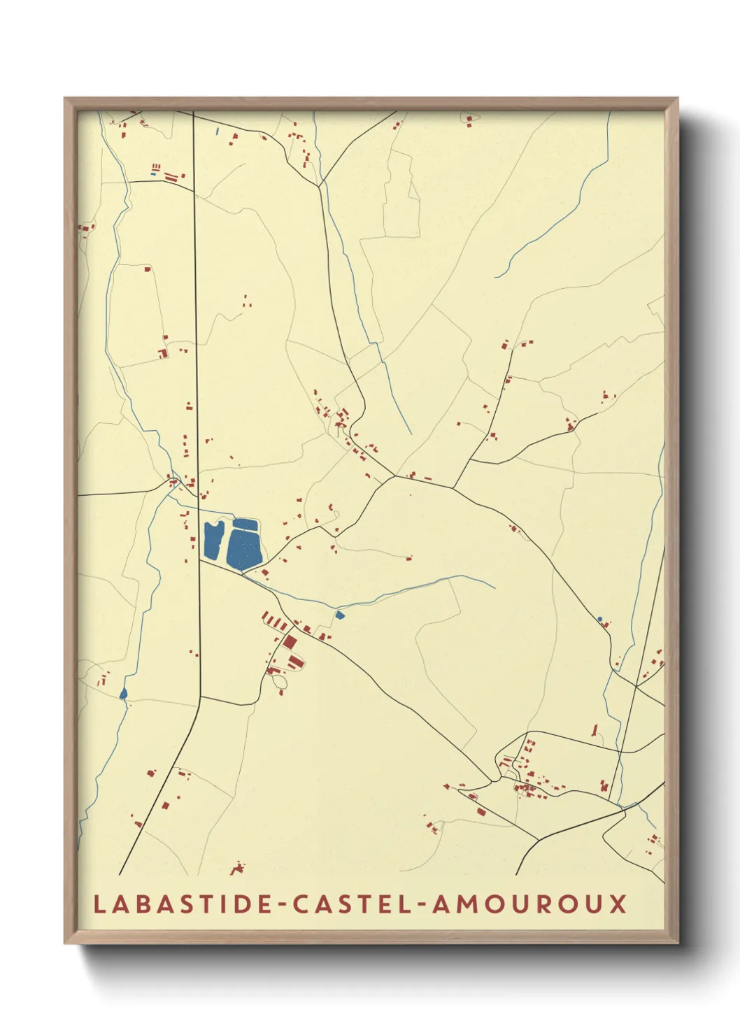 Une affiche de carte sur Labastide-Castel-Amouroux