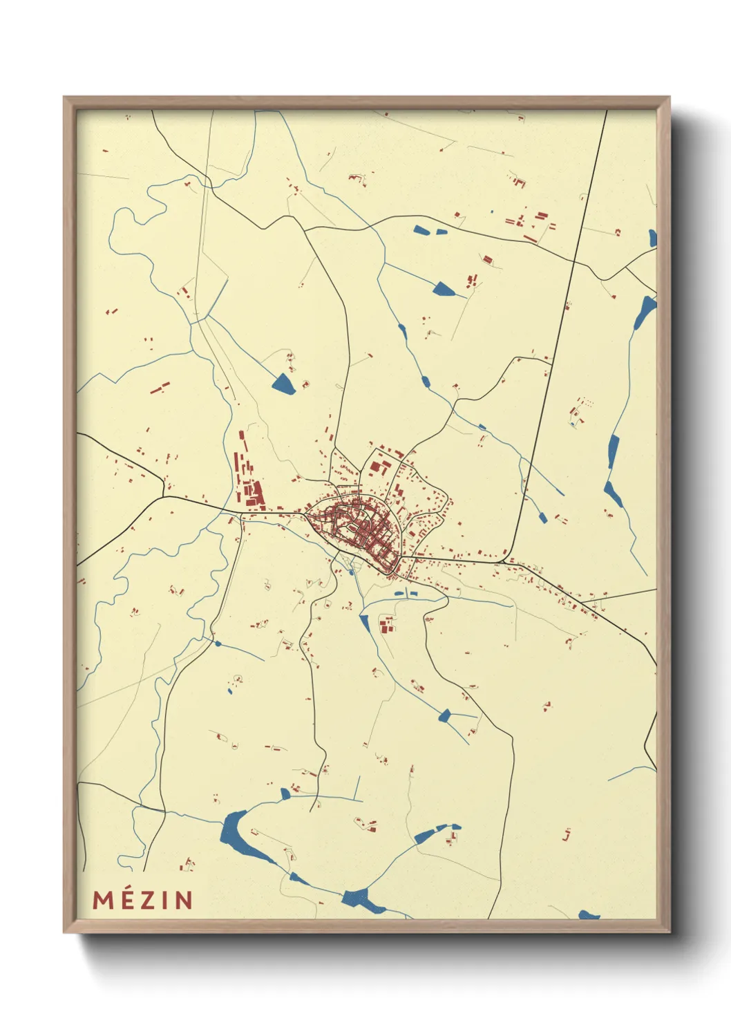 Une affiche de carte sur Mézin