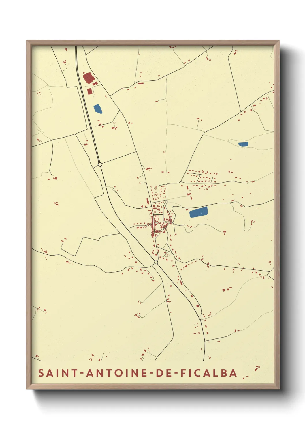 Une affiche de carte sur Saint-Antoine-de-Ficalba