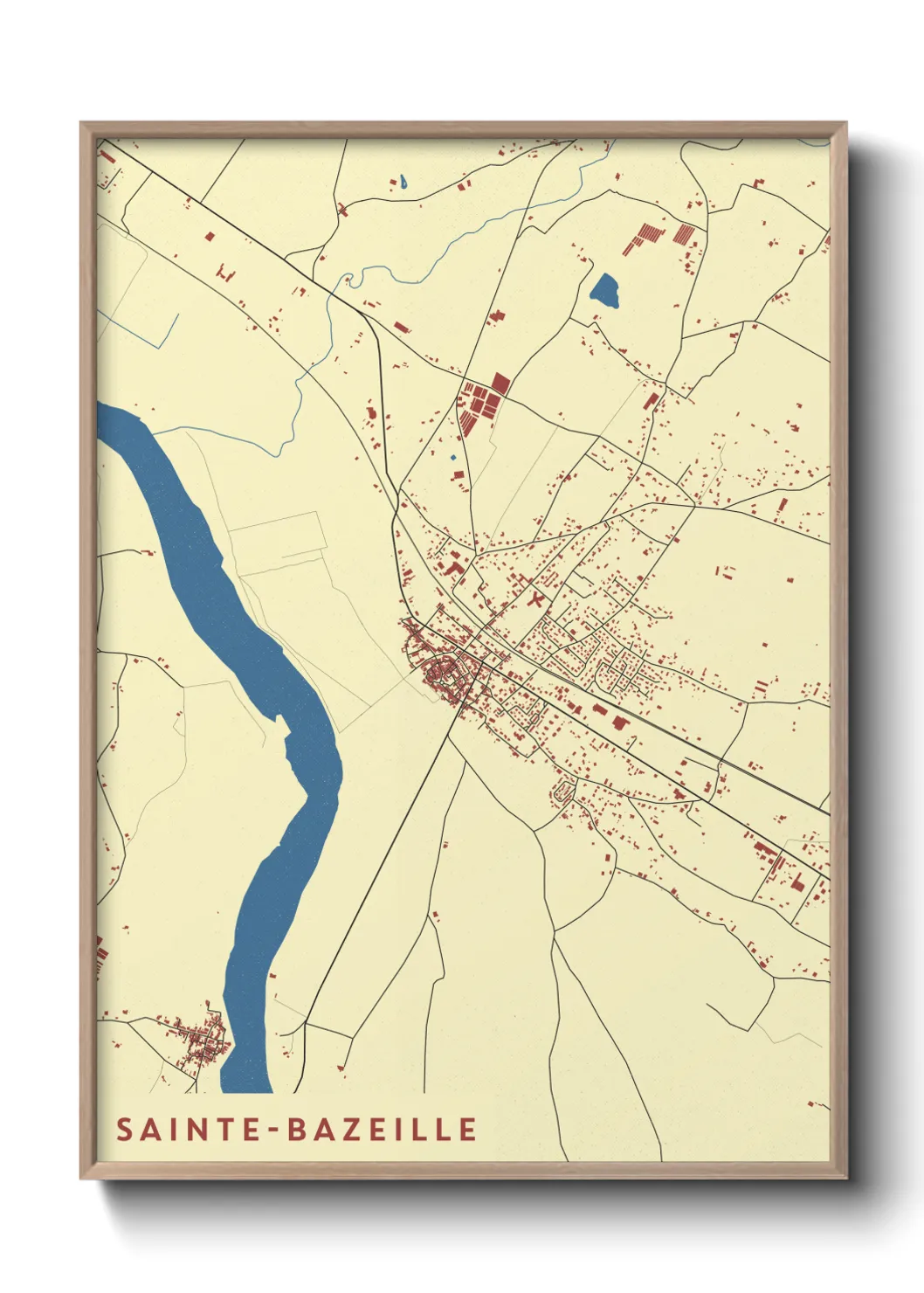 Une affiche de carte sur Sainte-Bazeille