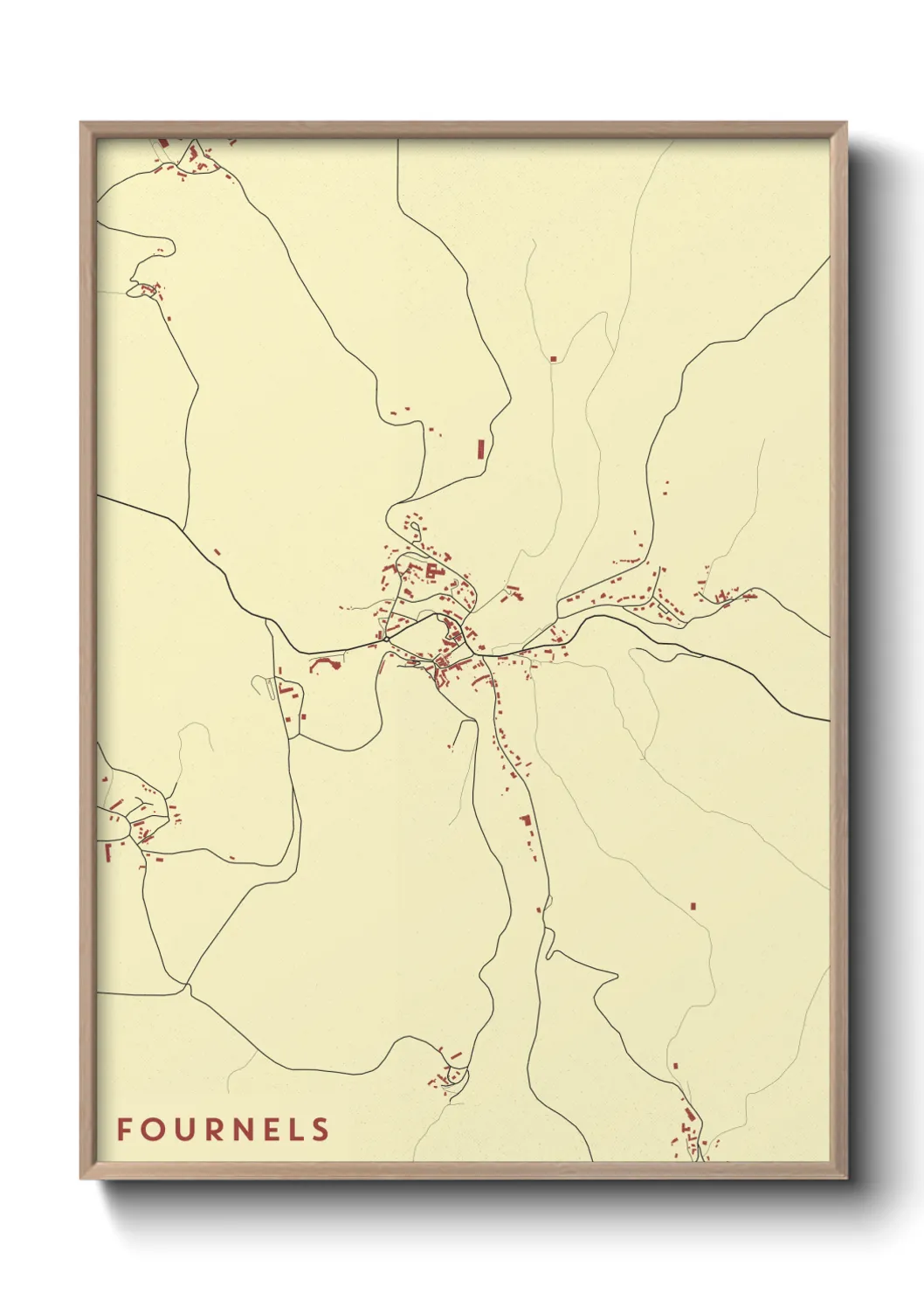 Une affiche de carte sur Fournels
