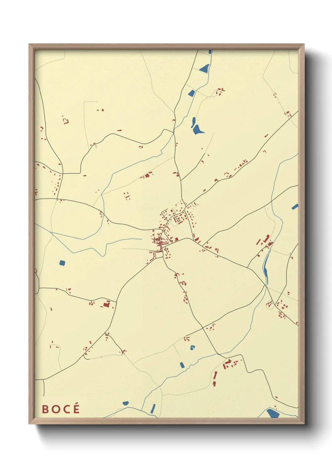 Une affiche de carte sur Bocé