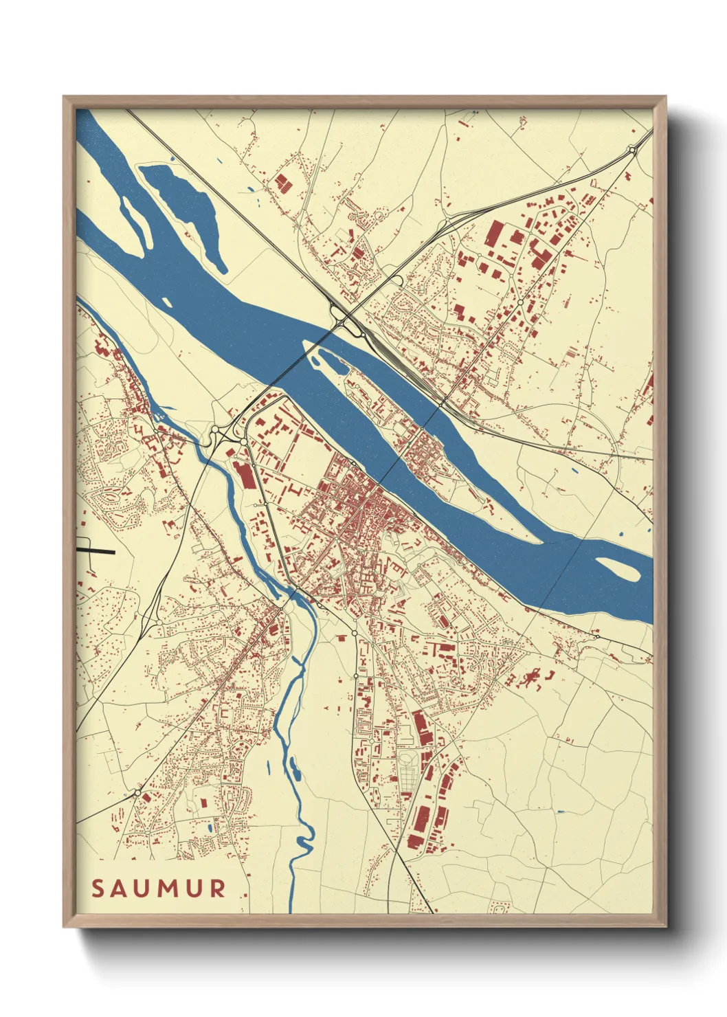 Une affiche de carte sur Saumur