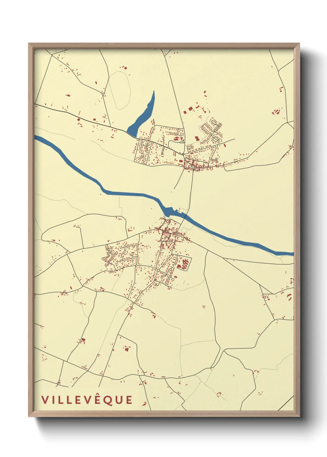 Une affiche de carte sur Villevêque