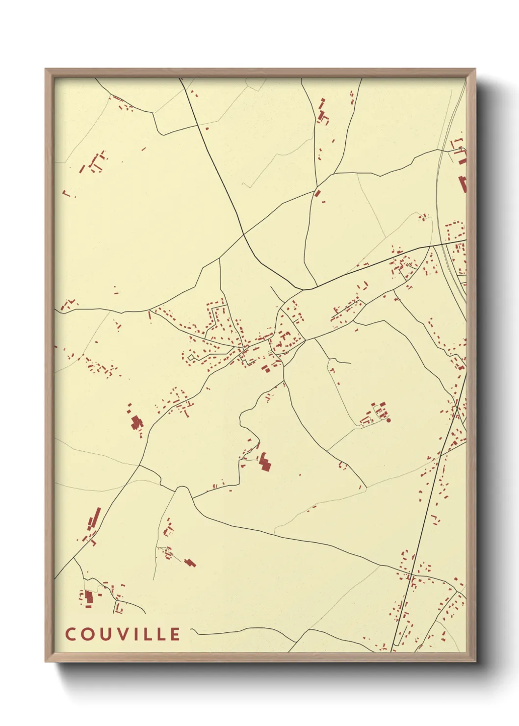 Une affiche de carte sur Couville