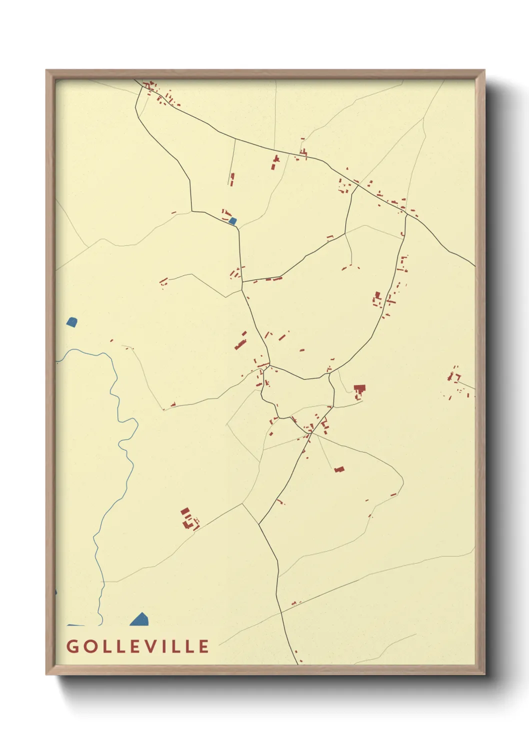 Une affiche de carte sur Golleville