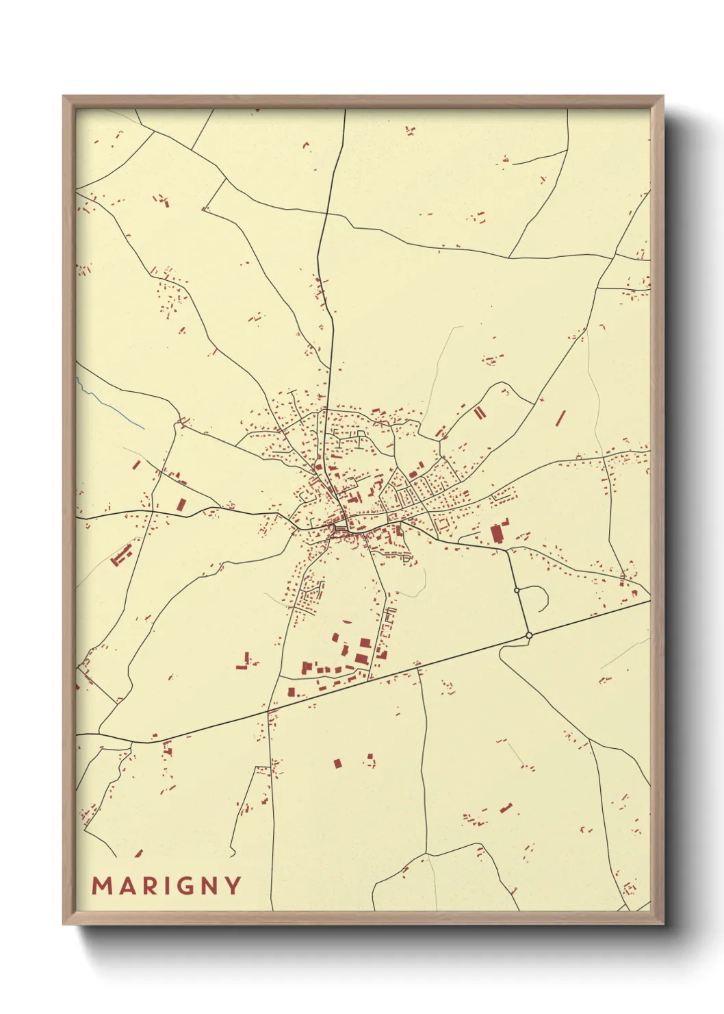 Une affiche de carte sur Marigny