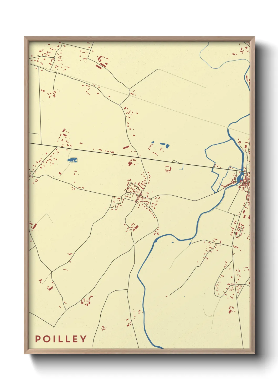 Une affiche de carte sur Poilley