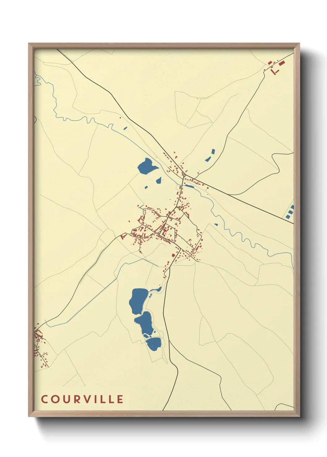 Une affiche de carte sur Courville