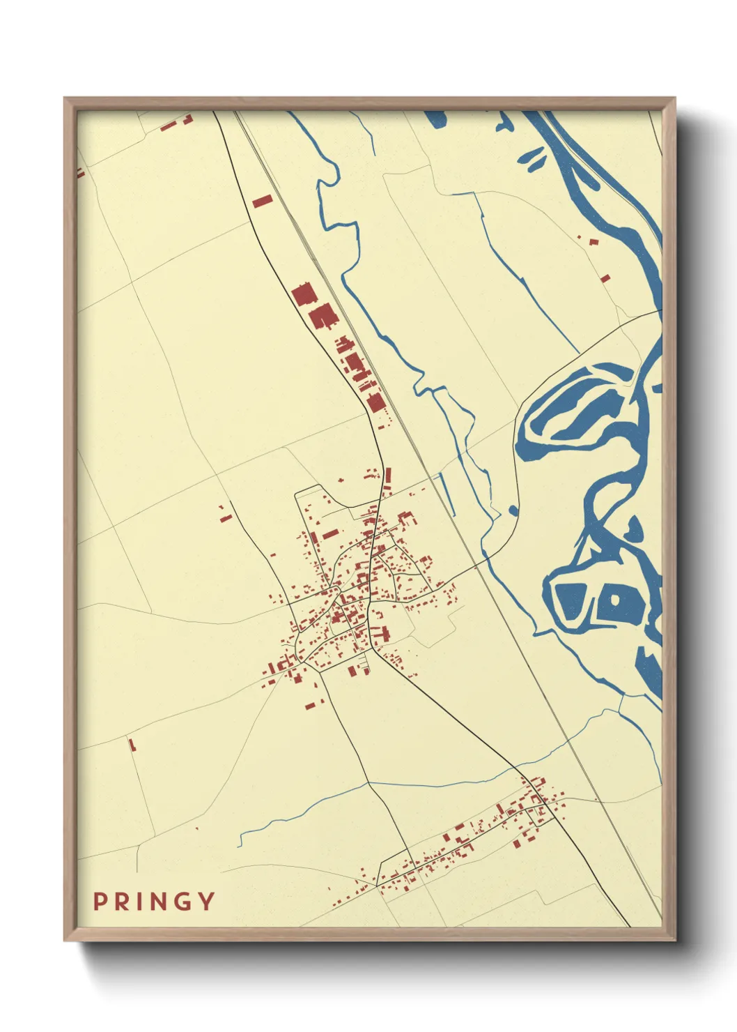 Une affiche de carte sur Pringy