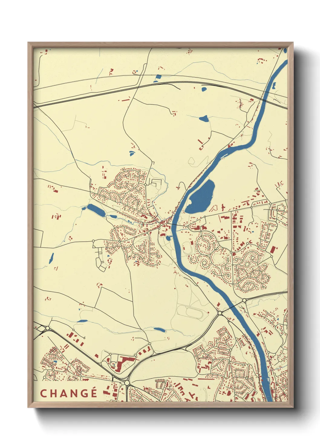 Une affiche de carte sur Changé