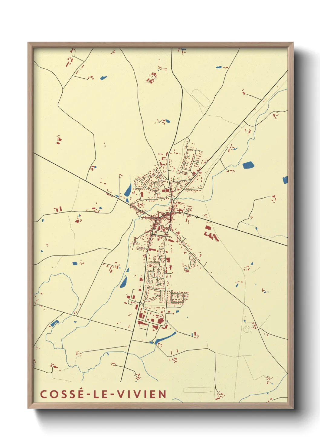 Une affiche de carte sur Cossé-le-Vivien
