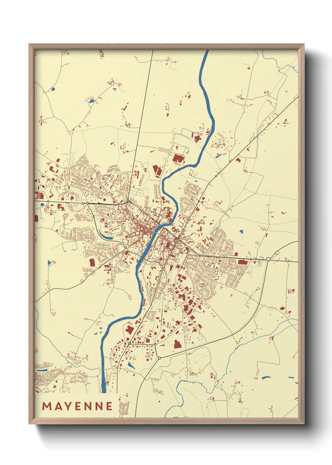 Une affiche de carte sur Mayenne