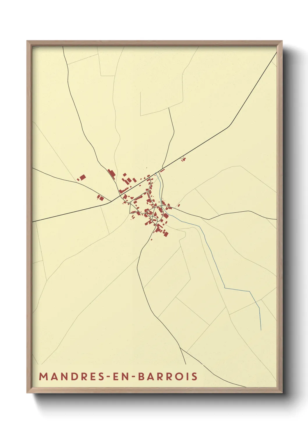 Une affiche de carte sur Mandres-en-Barrois