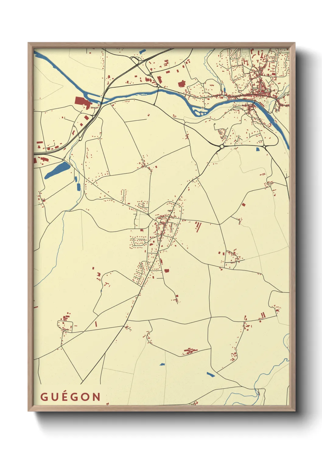 Une affiche de carte sur Guégon