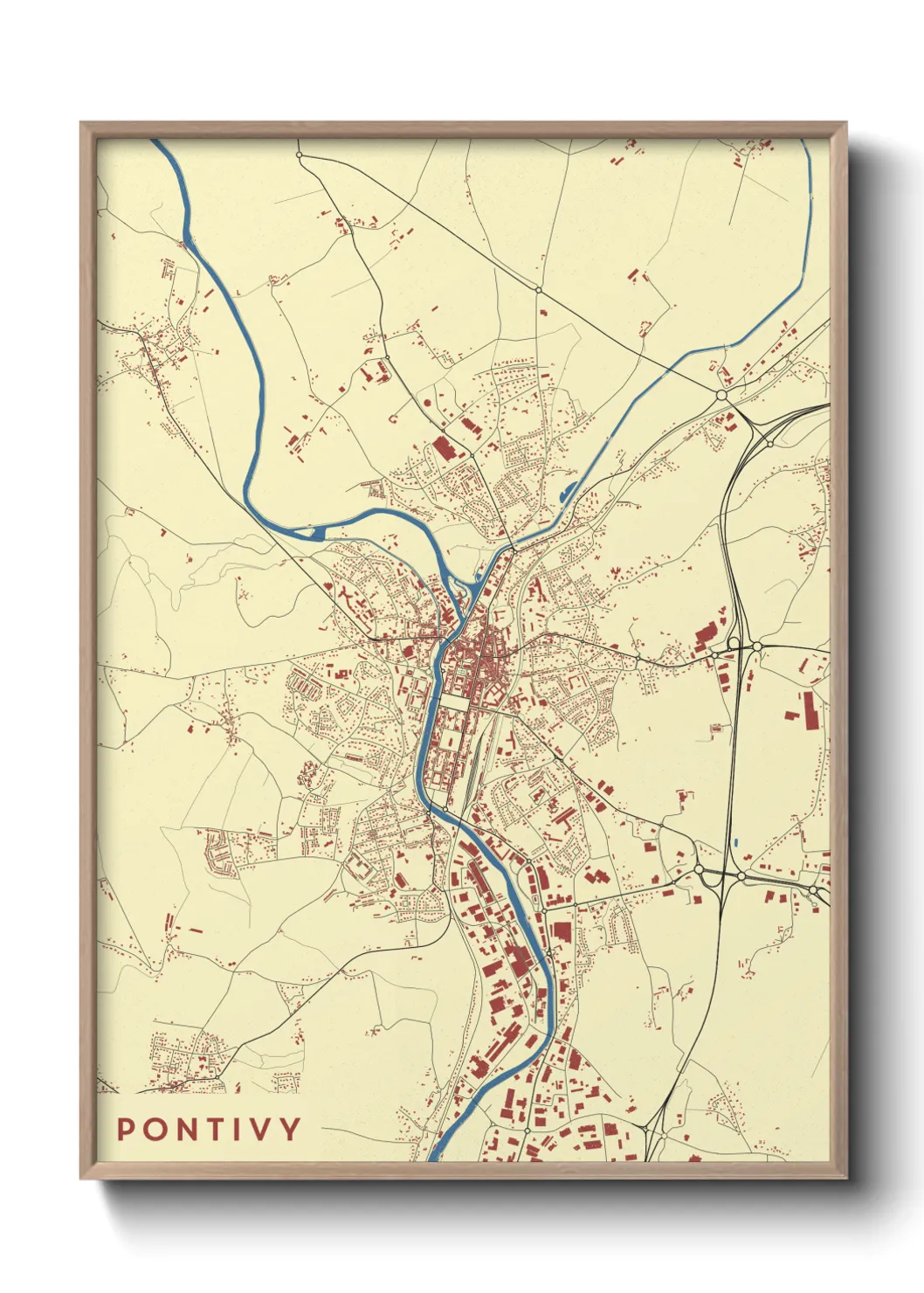 Une affiche de carte sur Pontivy
