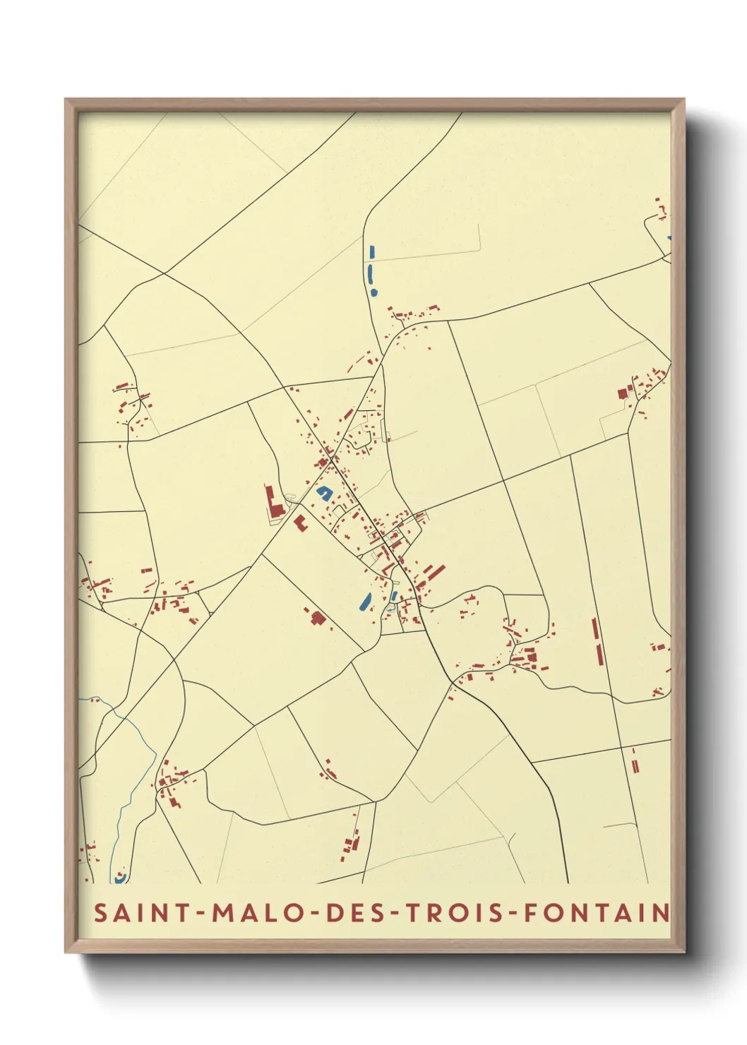Une affiche de carte sur Saint-Malo-des-Trois-Fontaines